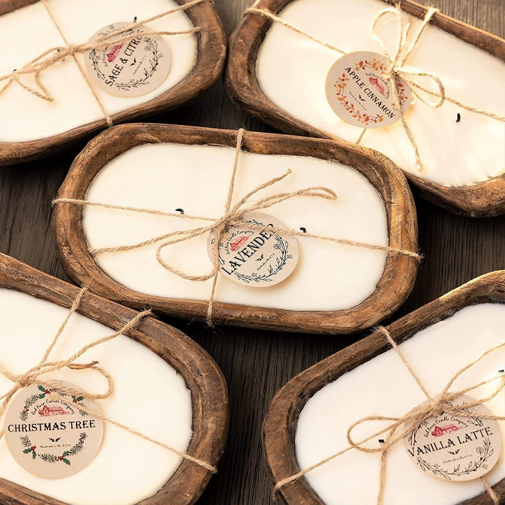 Retro Lavender Wooden Basin Candles