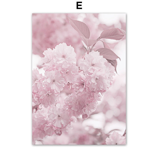 Poster Flowers Cherry Rose Peony Wall Art Canvas Painting Wall Pictures Living Room Decoration