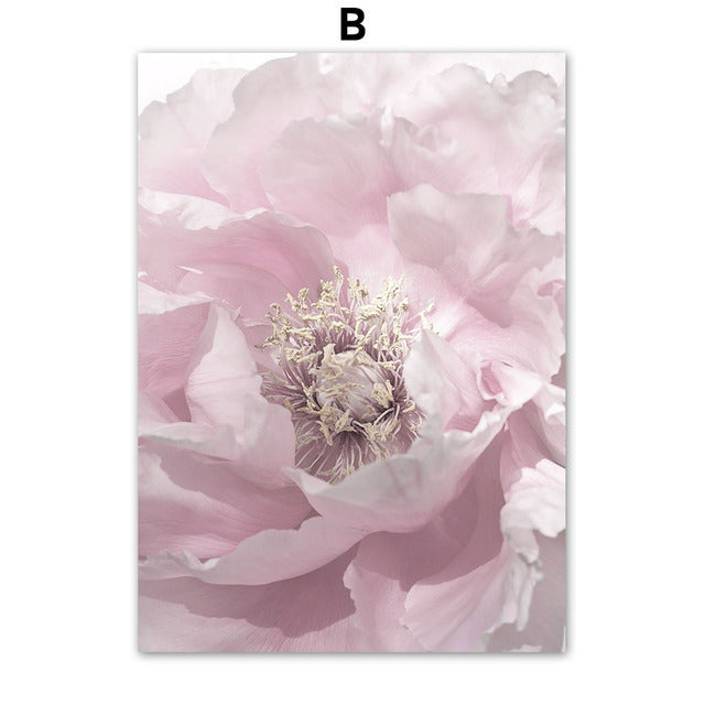 Poster Flowers Cherry Rose Peony Wall Art Canvas Painting Wall Pictures Living Room Decoration
